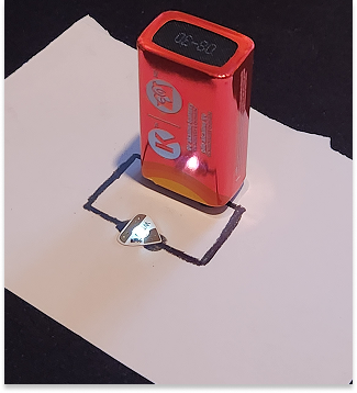 Woodless graphite pencil, 9v battery, LED Sticker