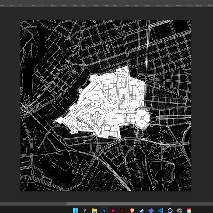 took the image into photoshop and combined the black image and white image to create a stronger seperation between countries